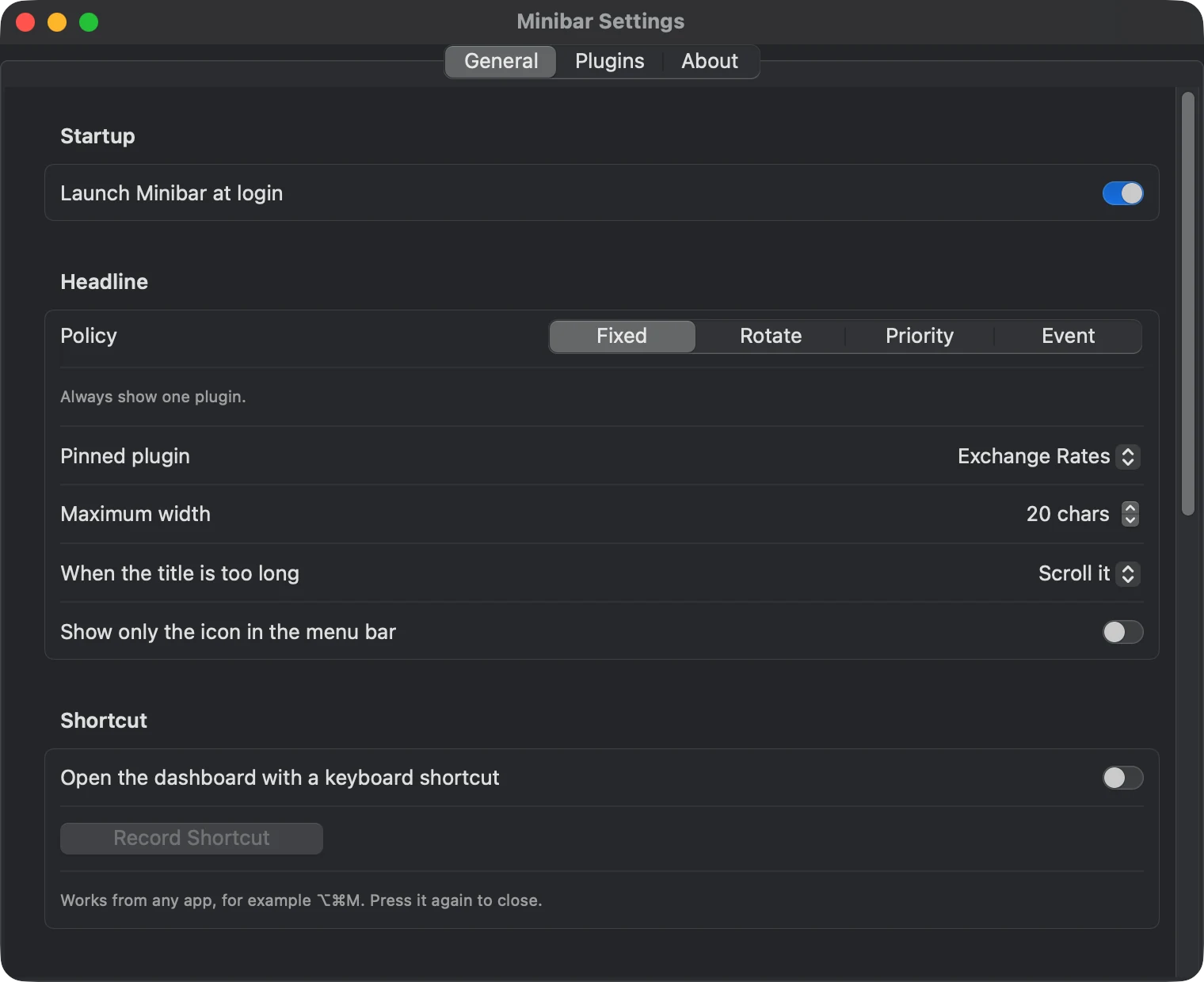 Settings